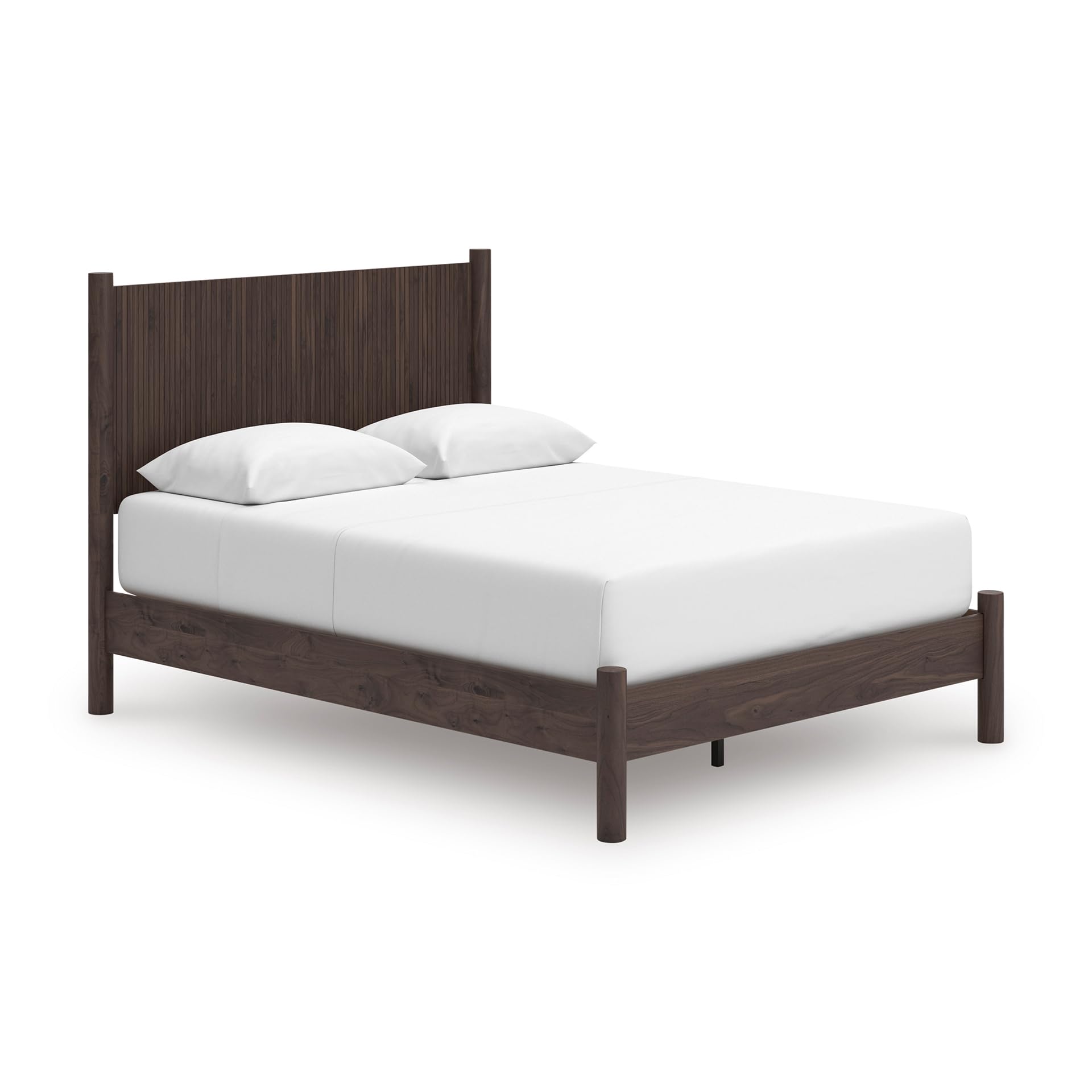 Photo 1 of Signature Design by Ashley Cadmori Retro Panel Platform Bed, Foundation or Box Spring Not Needed, Queen, Dark Brown