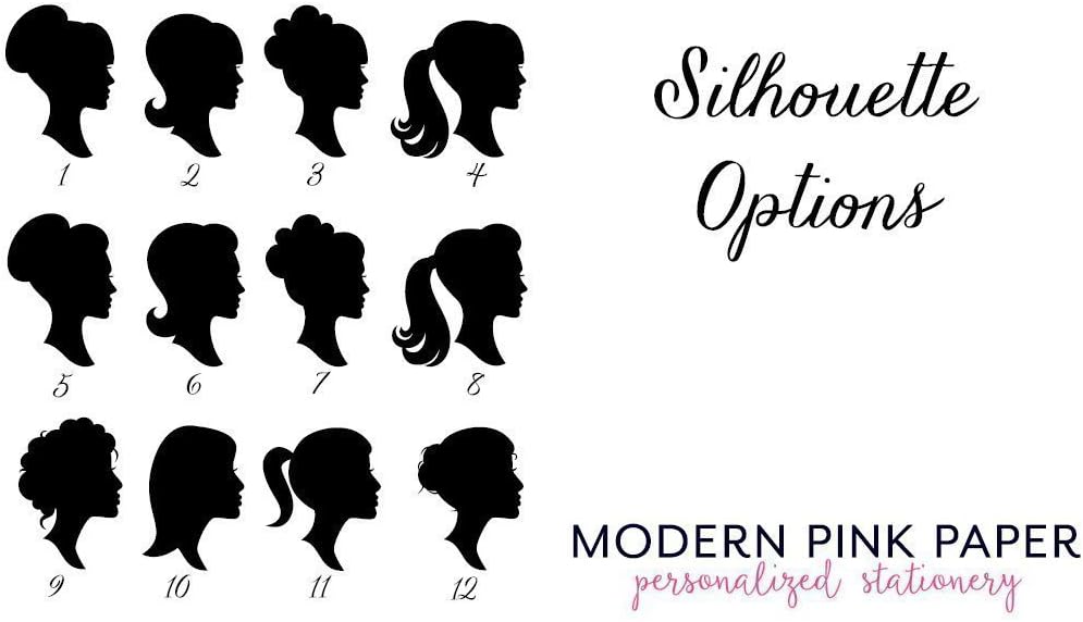 Silhouette Personalized Thank you cards, Silhouette Personalized Stationery for kids, Girls Personalized Kids Stationary, Your choice of Colors and Quantity