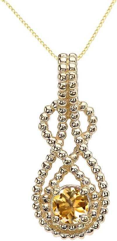 Fine 10k Yellow Gold Personalized Round Genuine Birthstone Double Beaded Infinity Hidden Bail Pendant Necklace