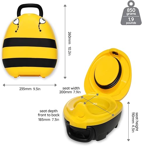 Miniatura 7 de My Carry Potty - Bumble Bee Travel Potty, galardonado asiento de inodoro portátil para niños pequeños para llevar a todas partes