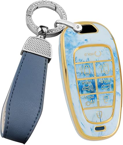 Miniatura 9 de ontto Funda suave duradera para llaves de coche, carcasa de TPU con textura de mármol, compatible con Hyundai Sonata Sel IONIQ 5 Nexo Tucson Sonata