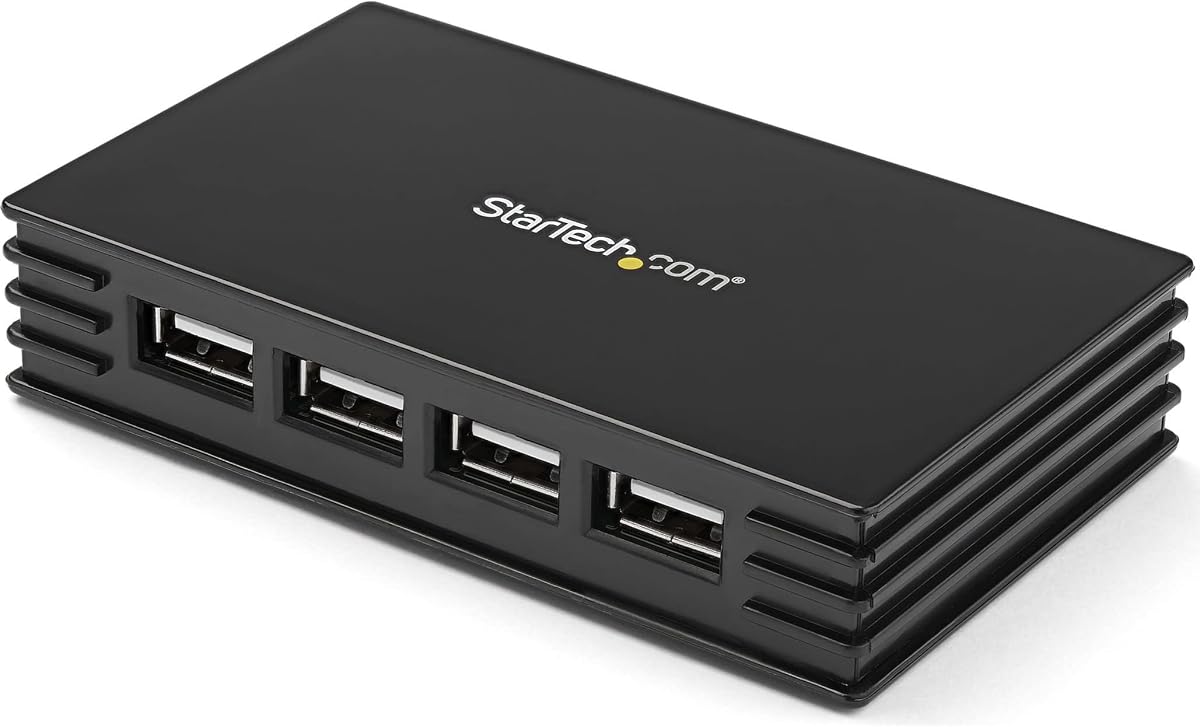 StarTech 7-Port USB 2.0 Hub, Bus or Externally Powered, TAA (ST7202USB) | Portable and compact, USB Powered USB 2.0 extender, Multiport expander, 480Mbps, Backward compatible, Over-current protection