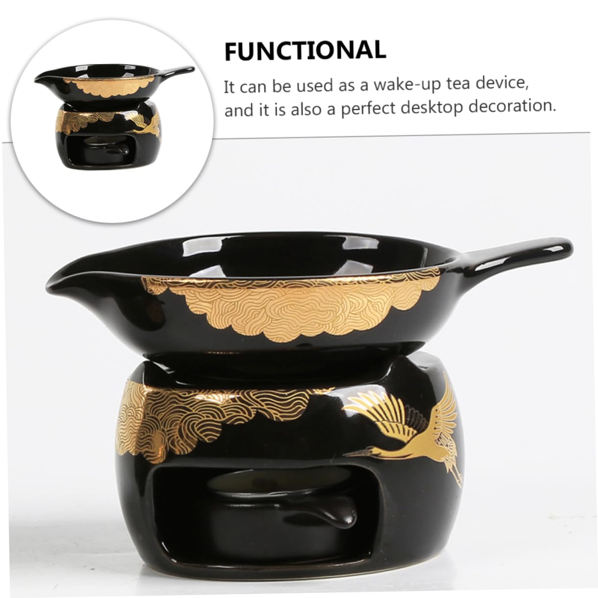 Tostador de Té Mini de Cerámica Negro, 1 Juego para Hogar | Despertador Único, Pieza Decorativa de Sobremesa, Horno de Té para Infusión