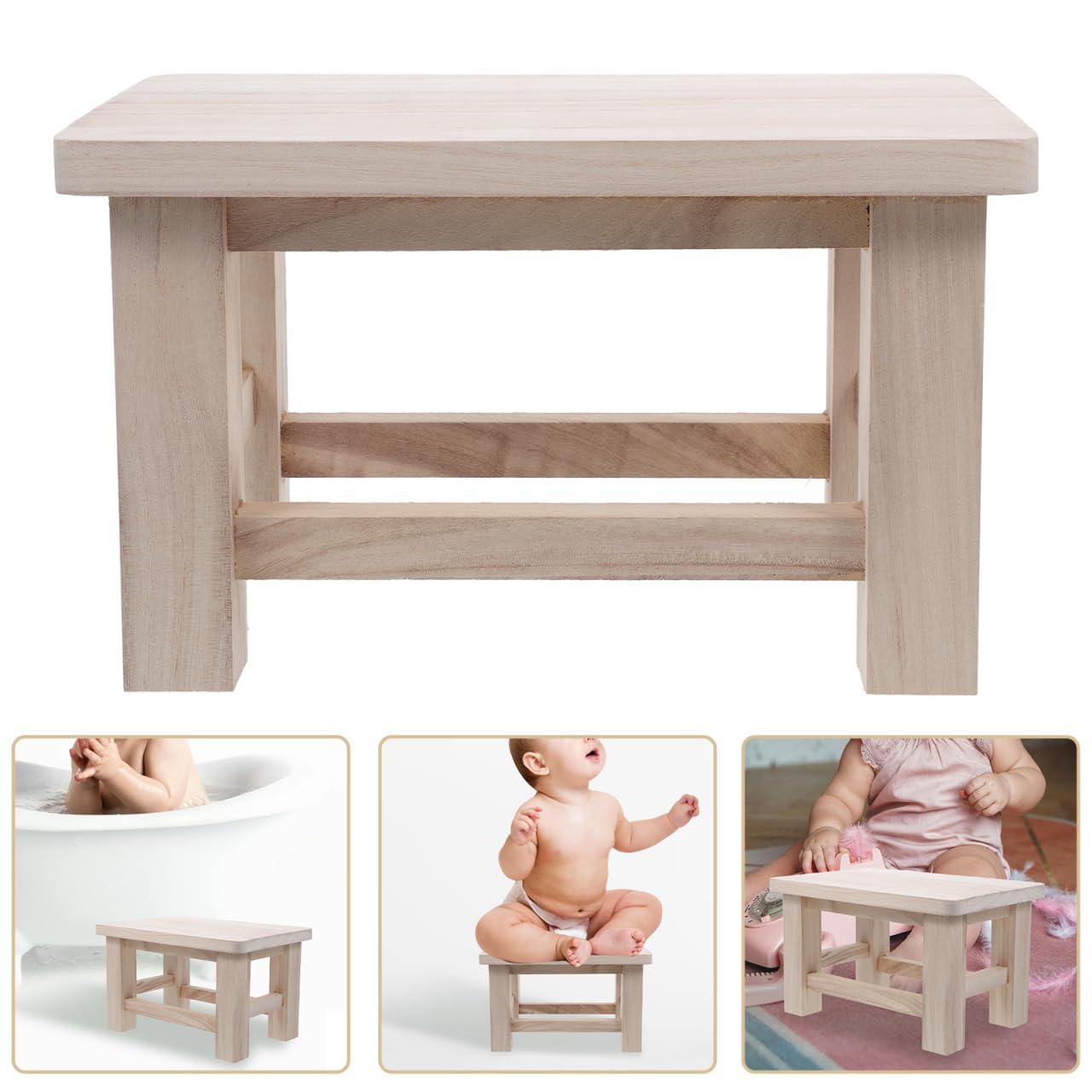 Gatuida Taburete PequeñO De Madera Maciza para Cambiar Zapatos Taburete Bajo Multifuncional Compacto como ReposapiéS O Soporte para Plantas
