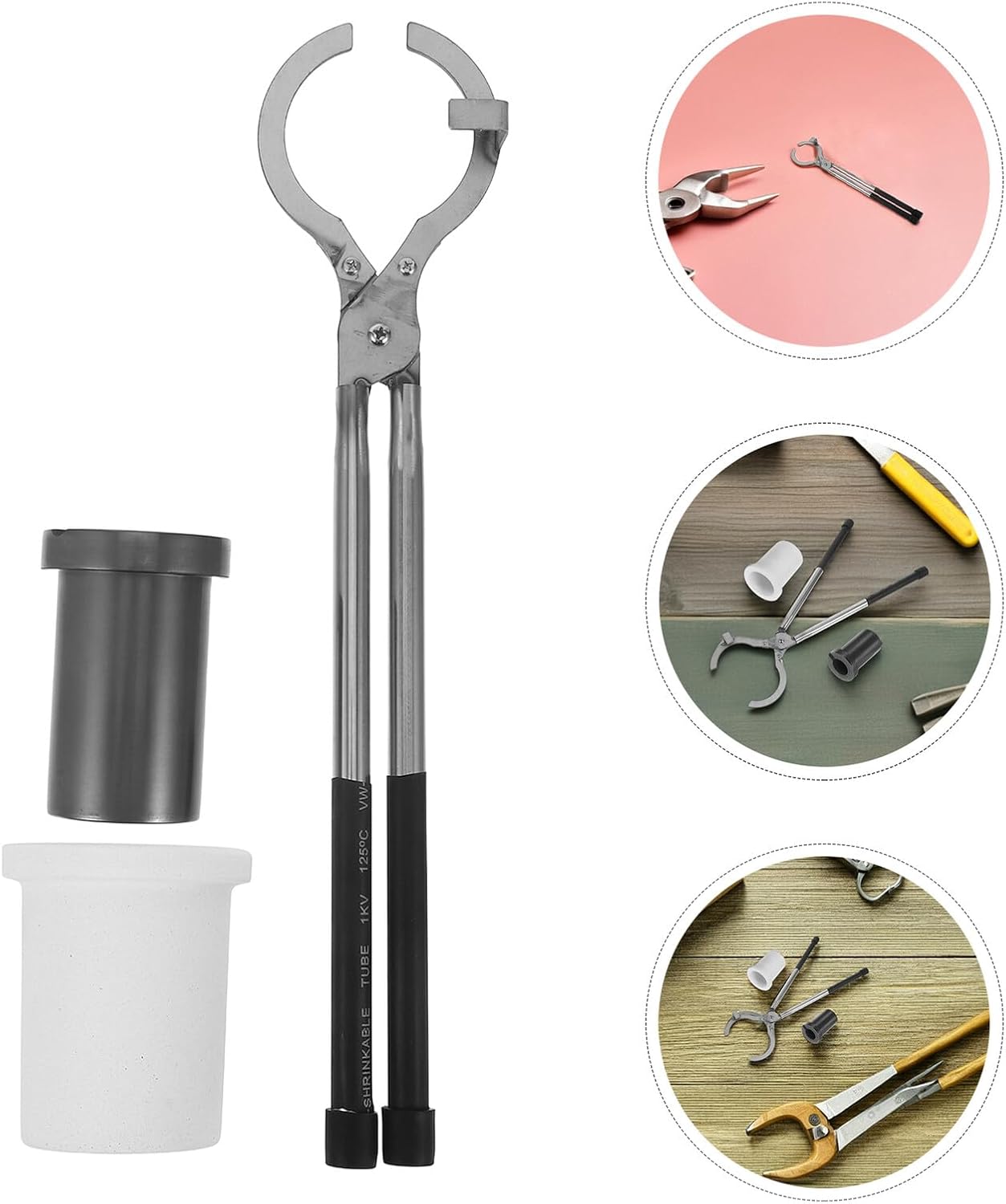 トング付きグラファイトるつぼセット 2.5kg 高純度鋳造ポット 銀 金 銅精錬用 ジュエリー製作用金属鋳造工具