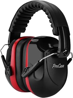 ProCase NRR 28dB Noise Reduction Ear Muffs - Hearing Protection for Shooting, Mowing, Autism, Kids & Adults (Red)