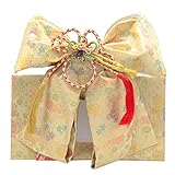 [京のみやび] 七五三女の子結び帯 クリーム/金 扇面 大(7才120cm向け)