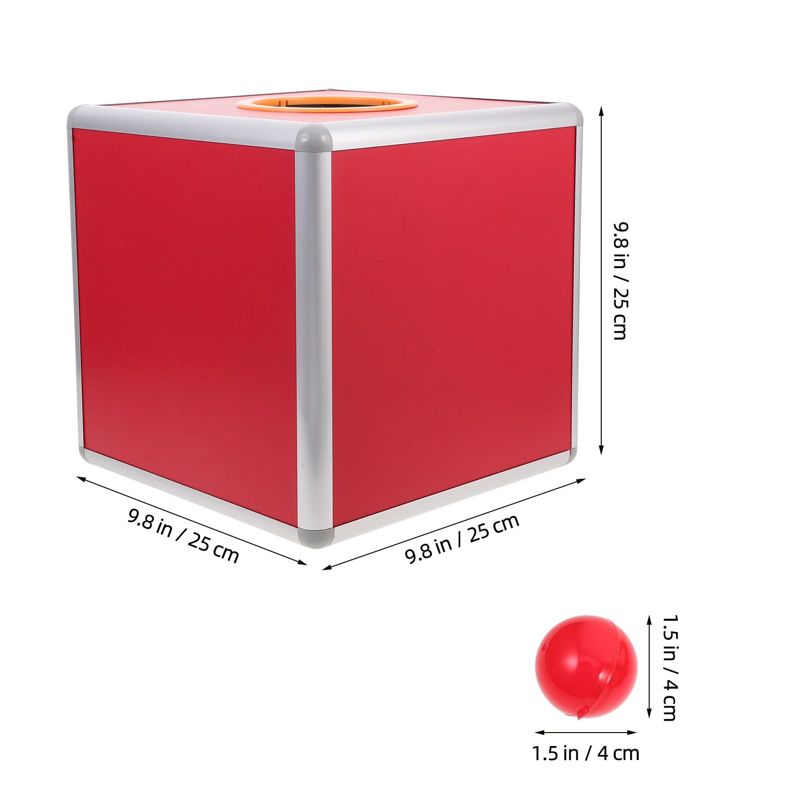 Rote Mehrzweck Spendenbox aus Aluminiumlegierung mit Individuell Gestaltbarer Oberfläche Quadratische Tombola Spielkiste für Spiele und Spendenaktionen