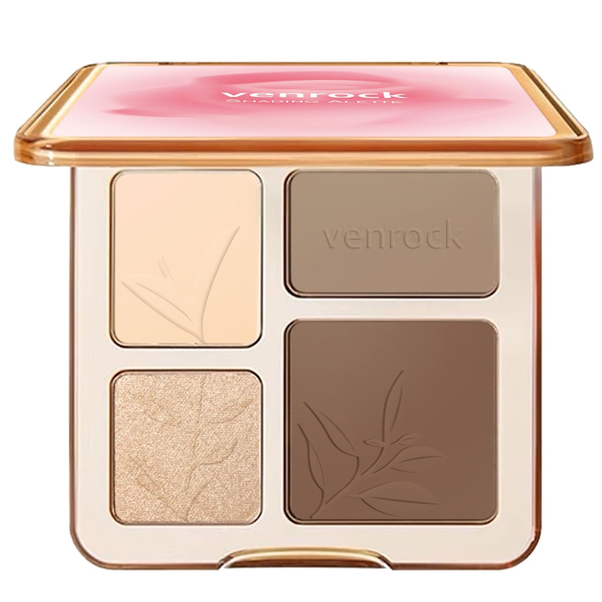 Venrock 4-Colors Highlight & Contour Palette Matte Highlighter Contour Compact Natural Glow Contour Powder Blendable Face Makeup for Beginners for All Skin Tones Gifts for Women Beauty for Festivals