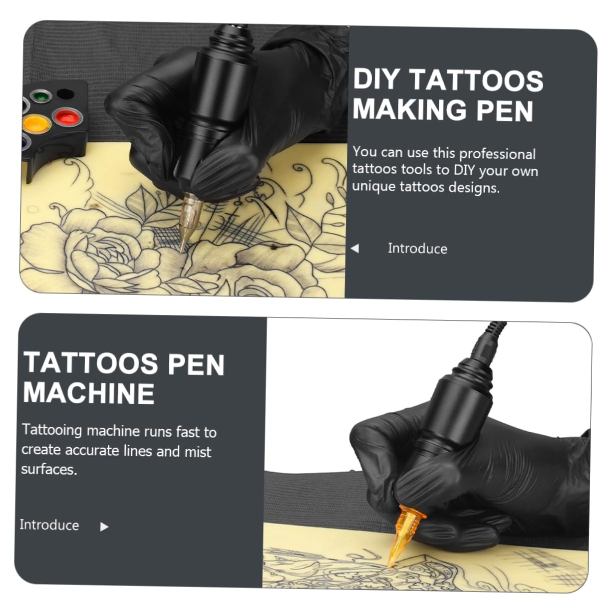 Rotations Tätowierstift aus Aluminiumlegierung Tragbar 5-10 V für Selbstgemacht Tattoos der Haut Kompaktes Modell in Schwarz