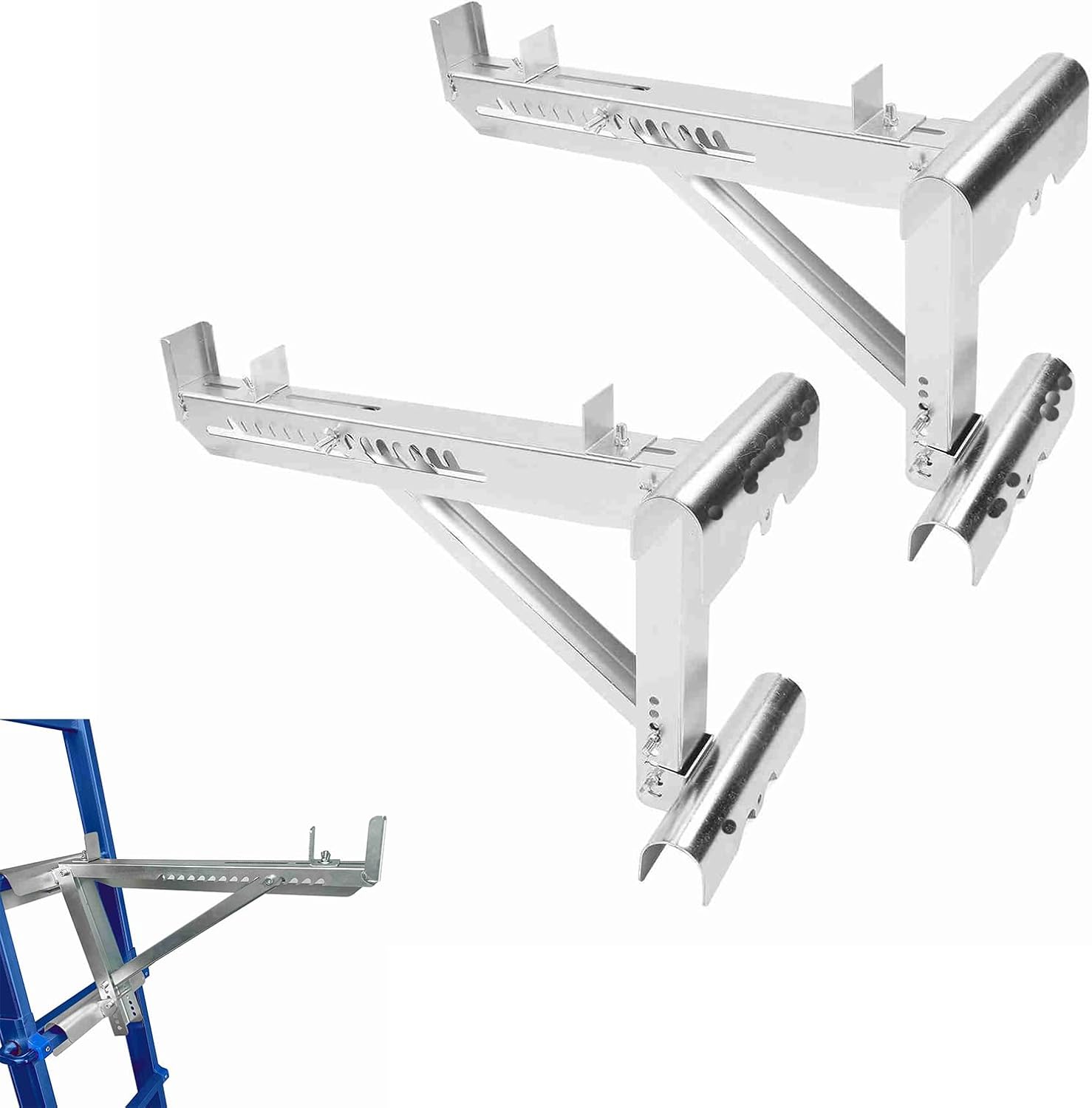 Generic 2 Pack Ladder Jacks, Adjustable Alloy Steel Ladder Platform Stand, Portable Stabilizer Ladder Stand Off for Working Less Than 20 Inch Stage