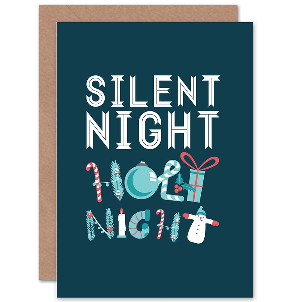 Wee Blue Coo CARD CHRISTMAS XMAS SILENT NIGHT SONG LYRICS GIFT