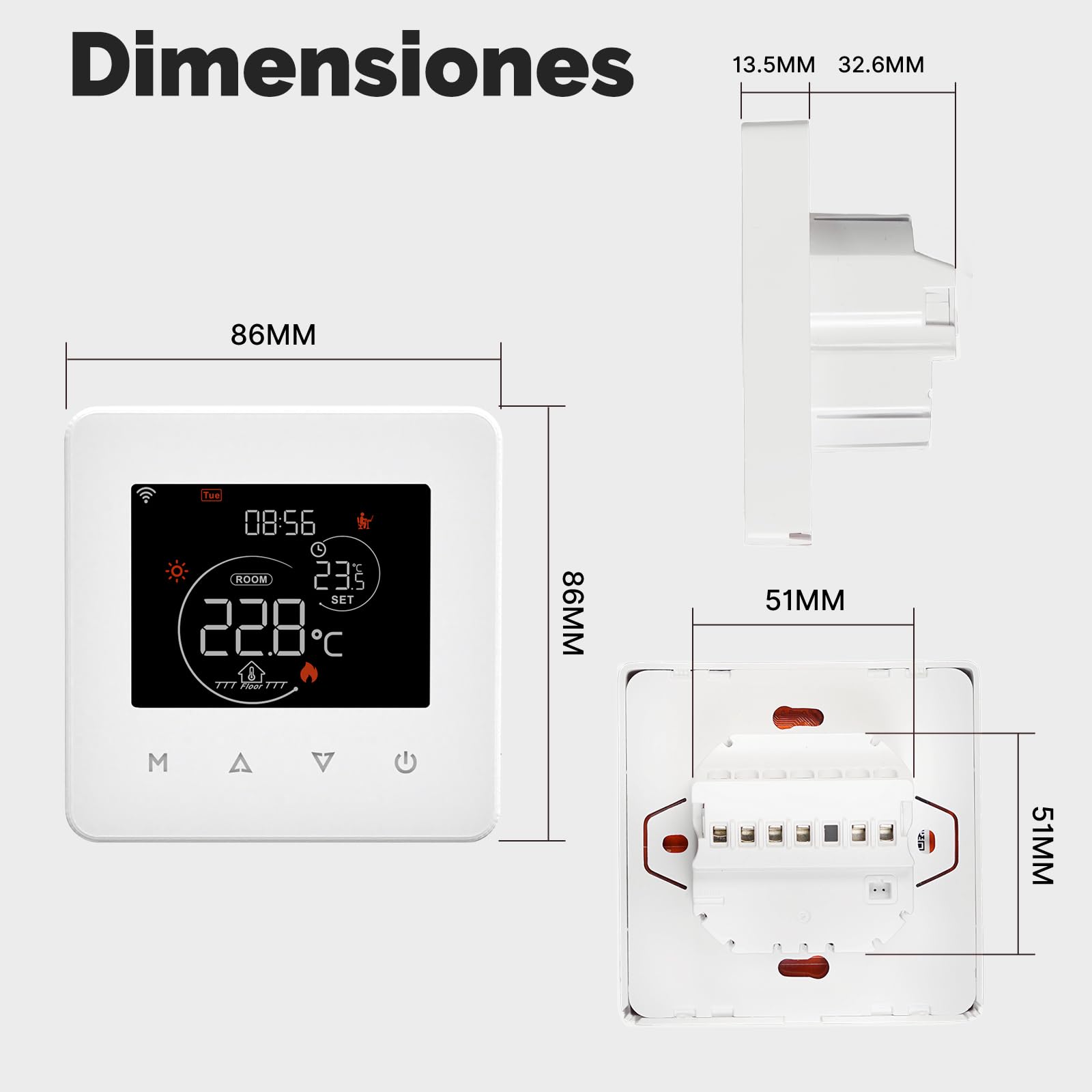 MOES Termostato WiFi Controlador de Temperatura Ambiente programable para Caldera de Gas Temperatura Humedad Tuya/Smart Life App Control inalámbrico Alexa/Google Home | aldera de Gas Temperatura Humedad Tuya/Smart Life App Control inalámbrico Alexa/Google
