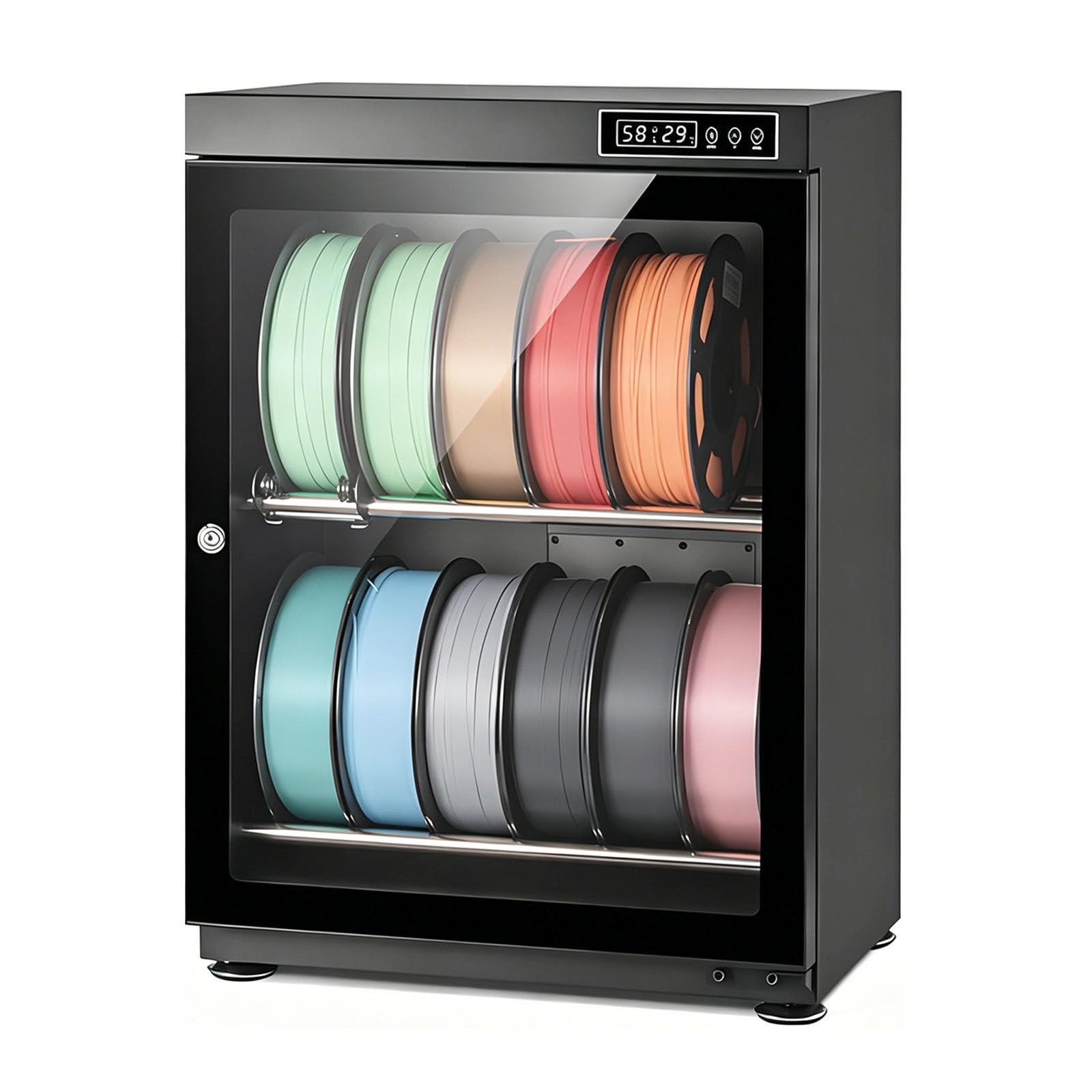 ALSUP 3D Printer Stand with Filament Dryer Cabinet, Heavy Duty Design, RH15%-RH60% Dehumidification, Holds 10-12/15-21 Spools, Compatible with PLA ABS PETG TPU Nylon 70L