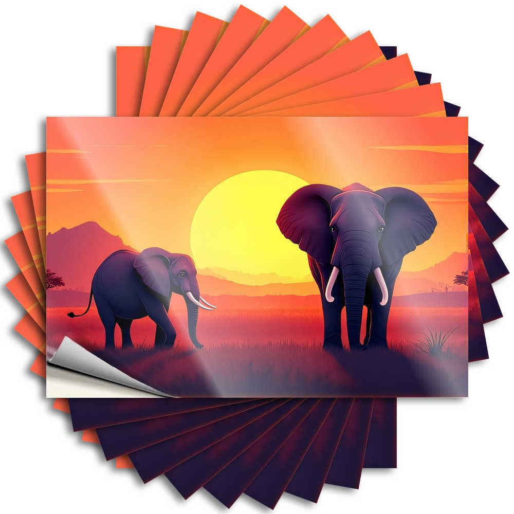 Heavy Funny Sticker, Lake House Decorations Window Elephants At Sunset in The Wild | Funny Quote Military Decals(12X18CM)