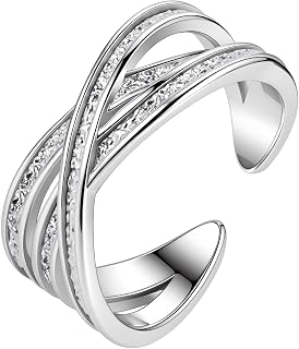 Silver Criss Cross Knot Open Ring Jewelry Minimalist Stackable Design