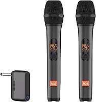 Microfone Sem Fio Duplo Profissional UHF Recarregável com Receptor Plug P10 Ideal para Karaoke Igrejas Eventos e Palco