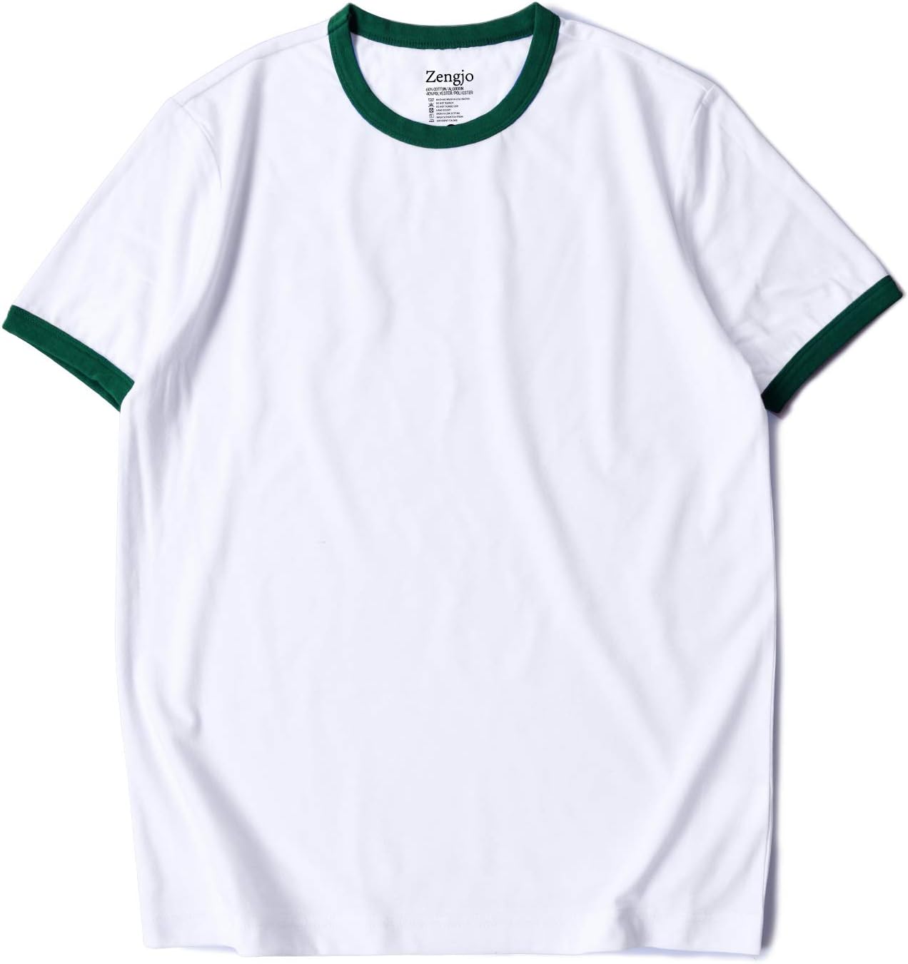 Zengjo Men's Ringer Tee Crewneck Athletic T Shirts Short Sleeve Sport Shirt for Men