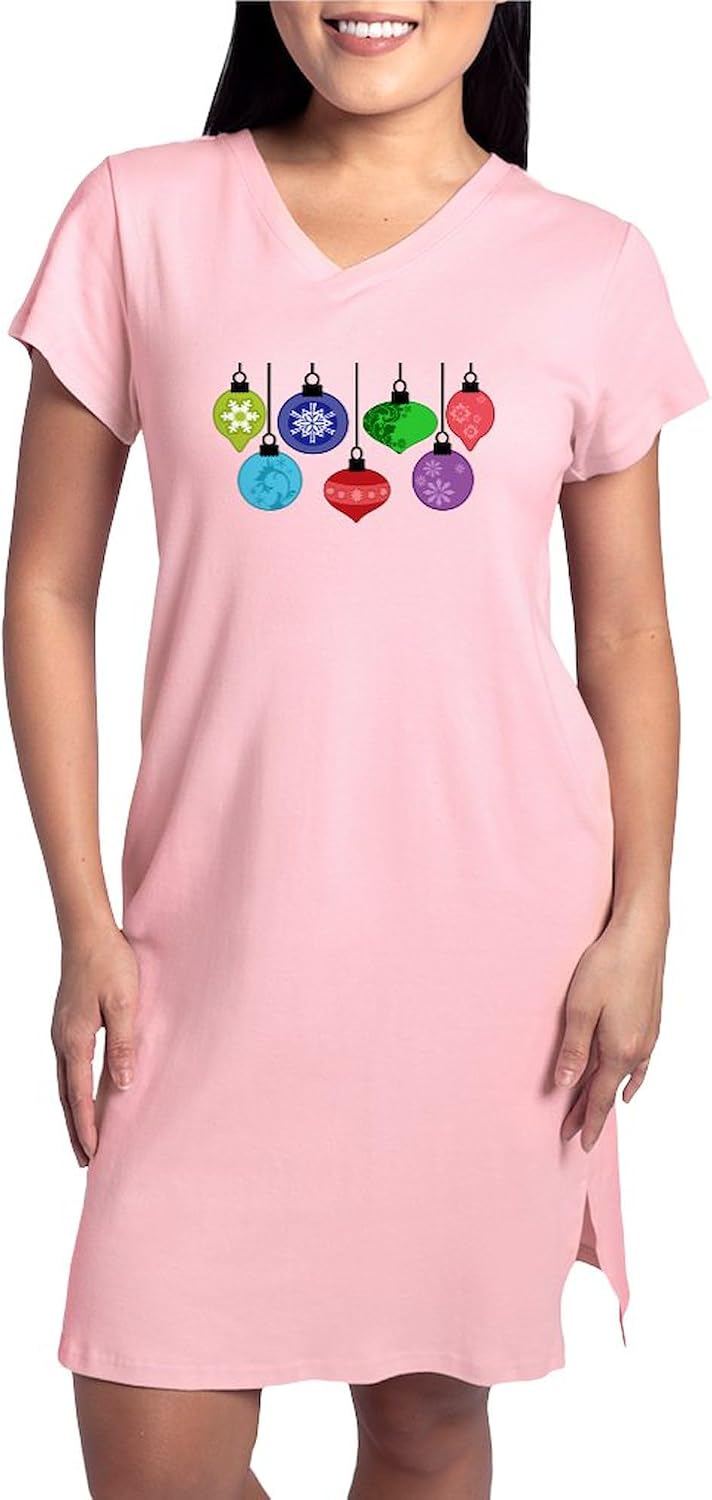 CafePress Christmas Ornaments Women's Nightshirt, Soft Long Pajama Shirt, Cotton PJs/Pyjamas