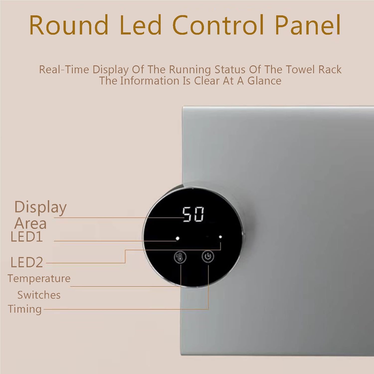 Heating Towel,Electric Heated Clothes Warmer Rack,Heated Towel Rail for Bathrooms Wall Mounted,Thermostatic Heater Drying for Towel,Gray,Left