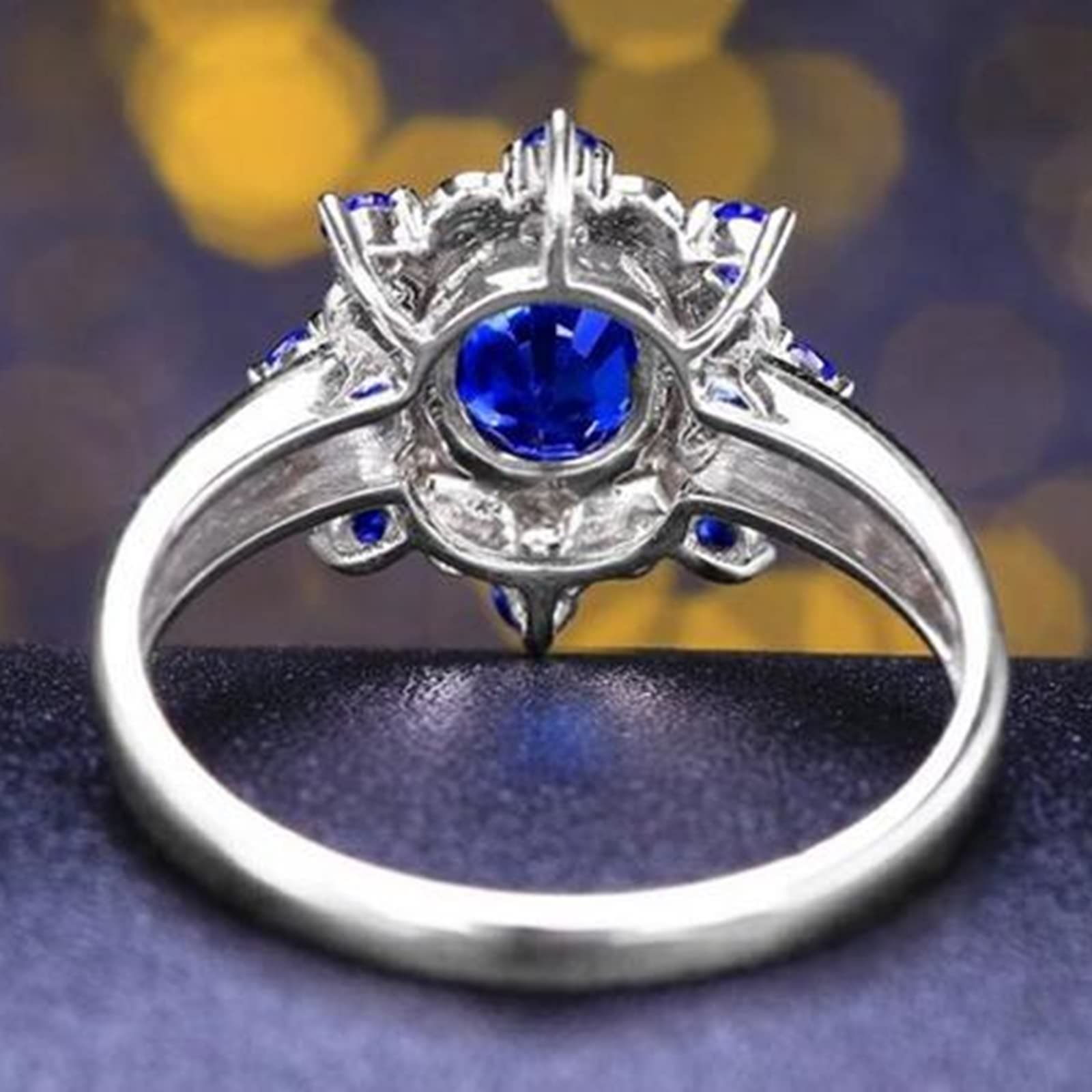 AMDXD Verlobungsring Weiß Gold 18 Karat Au750 Frauen, Saphir Hochzeitsring Blau, Blumen Pärchen Ringe Weiß Gold 750 mit Diamant Echtgold Schmuck