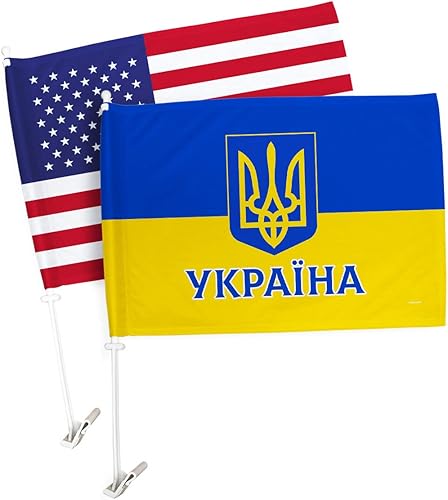 Miniatura 6 de Bandera de Ucrania Para Carros Bandera de automóvil ucraniana para ventana con soporte de poste con decoración de casa de Ucrania, pancarta de