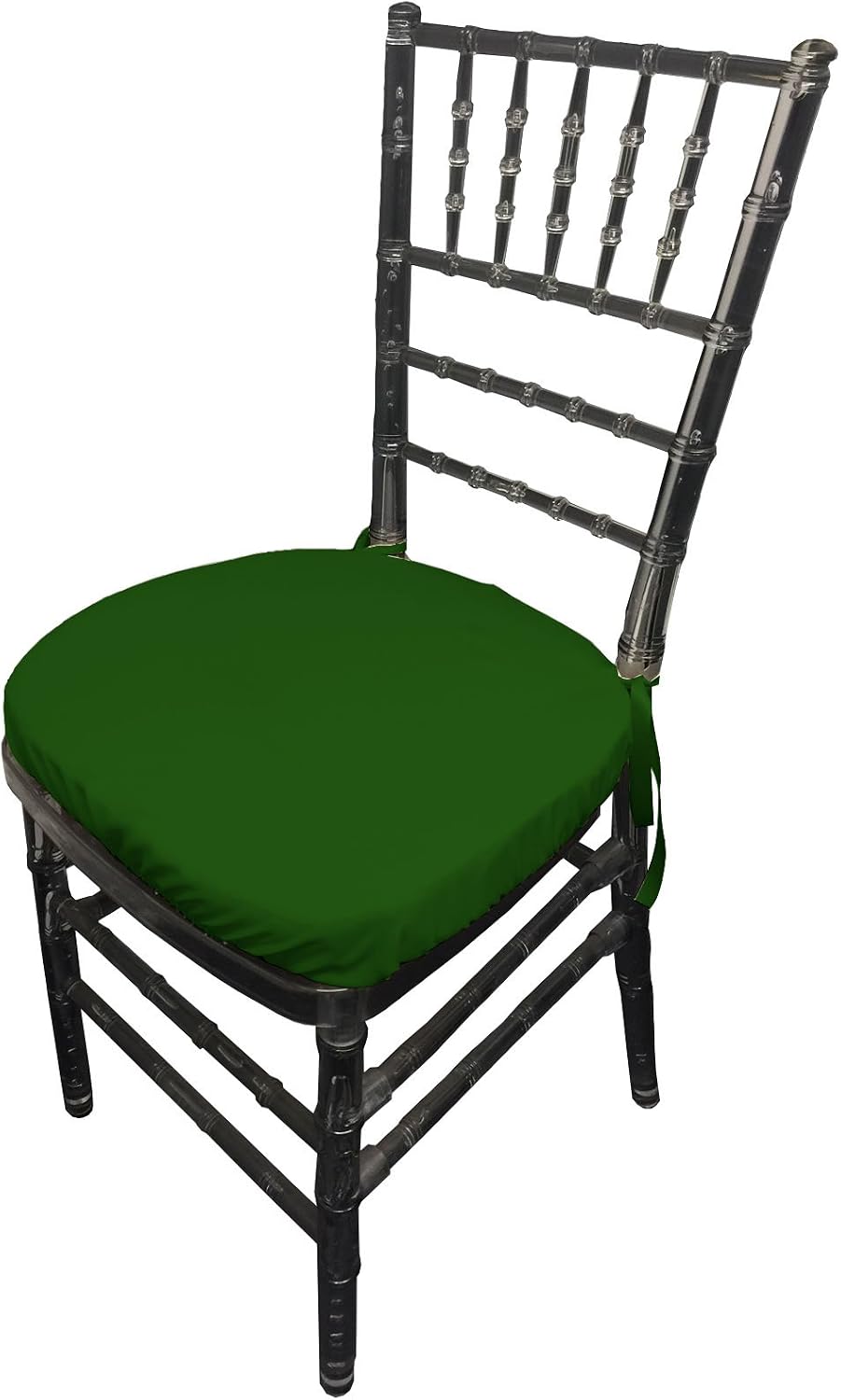 LA Linen Polyester Poplin Chiavari Chair Cushion Cover (4 Pack), Green Emerald