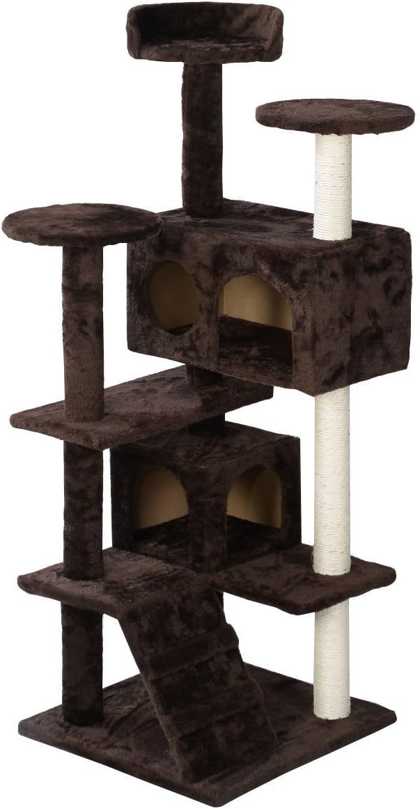 Inlifiny 51'' Cat Tree Tower Condo Furniture Scratch Post Kitty Pet House Play Brown