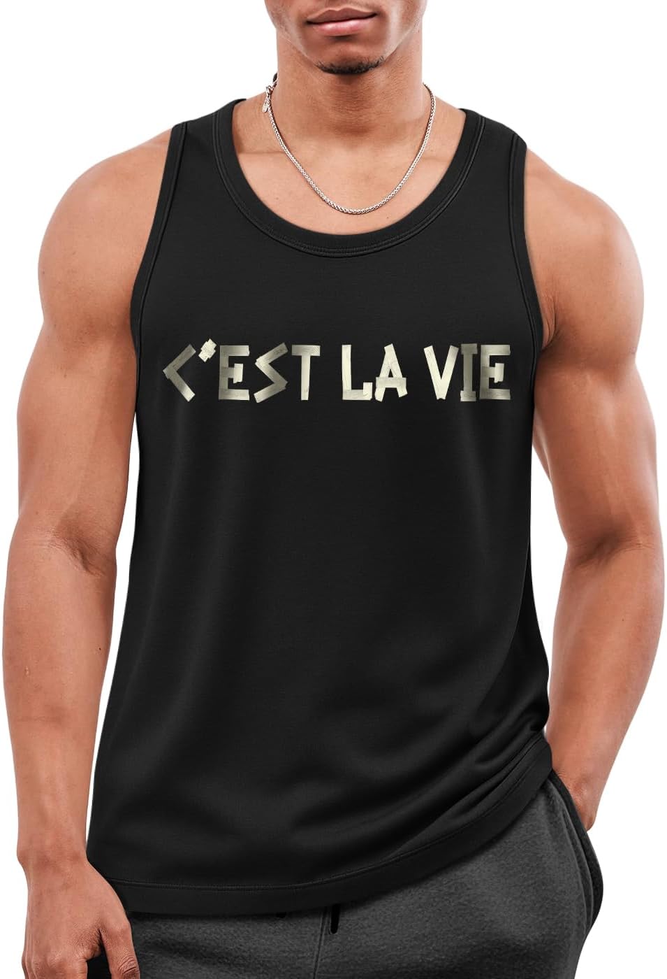 Flafens Tank Tops Men Summer - Sleeveless Shirts Workout Gym Cotton Tank Shirts Graphic Loose Fit Running Sports Casual