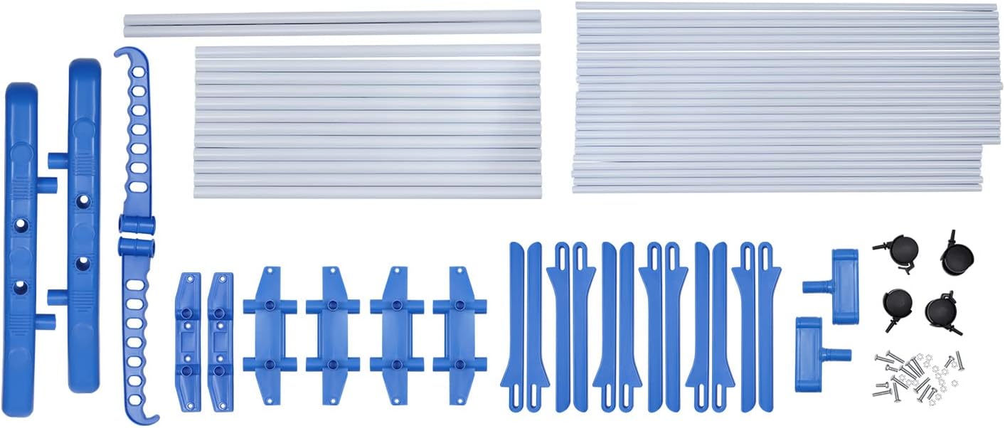 Clothes Drying Rack, Multifunctional Stainless Steel Folding Clothes Drying Rack, 4-Tier Metal Laundry Garment Dryer Stand for Bedroom, Lofts, Balconies, Patios (Blue)