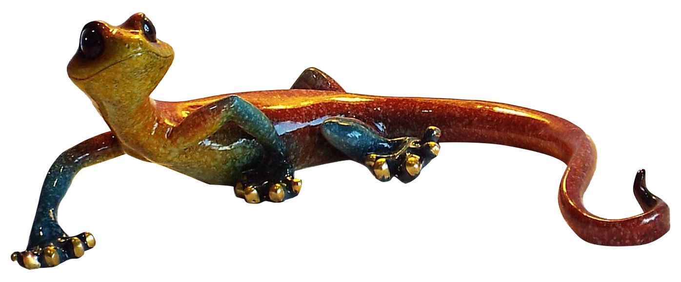 Gecko rouge moucheté style exotique : objet déco lézard en taille medium