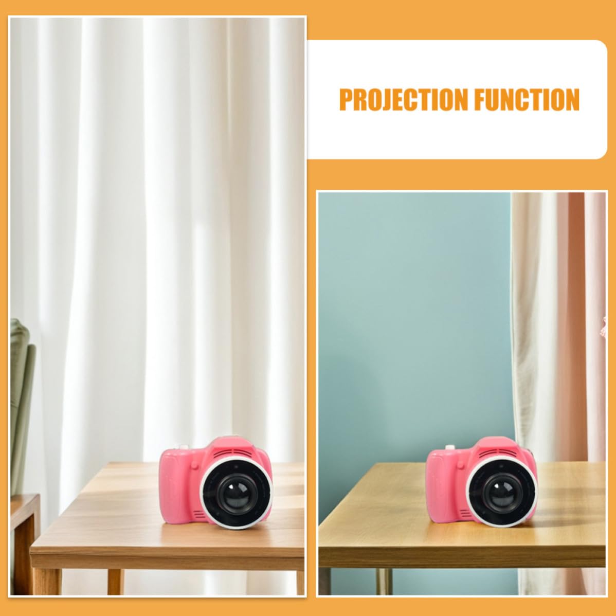 Baluue Macchina Fotografica con Proiettore, Videocamera Portatile Rosa in Plastica, Proiezione 1080p, Musica e Editing Foto, per Viaggio e Fotografia