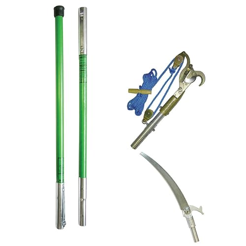 Jameson LS-6PKG-5 Kit de podadora de árbol de polea doble y sierra de poste con dos postes de fibra de vidrio de 6 pies