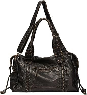 Leather Tote Bags For Women, Large Shoulder Vintage City Y2K Bag, Casual Multi Pocket Handbag For Work Travel Daily Use