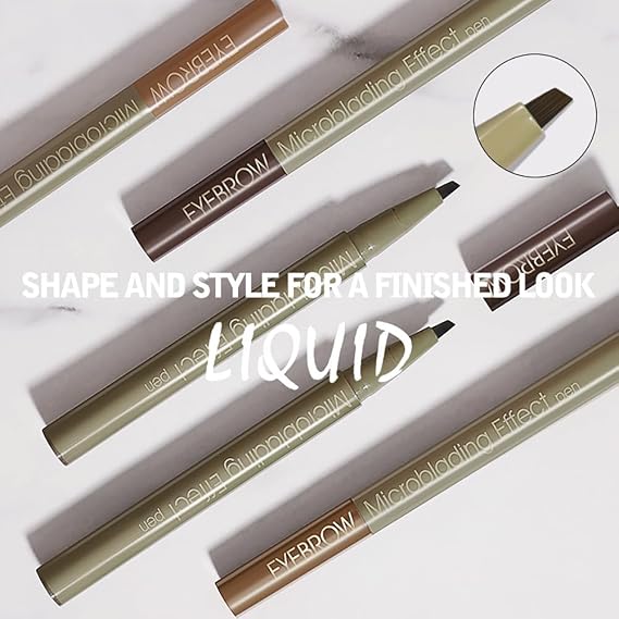 Long-Lasting Microblading Effect Pen,MicrobladingPen Waterproof,3D Waterproof Microblading Eyebrow Pen (Grey Brown)