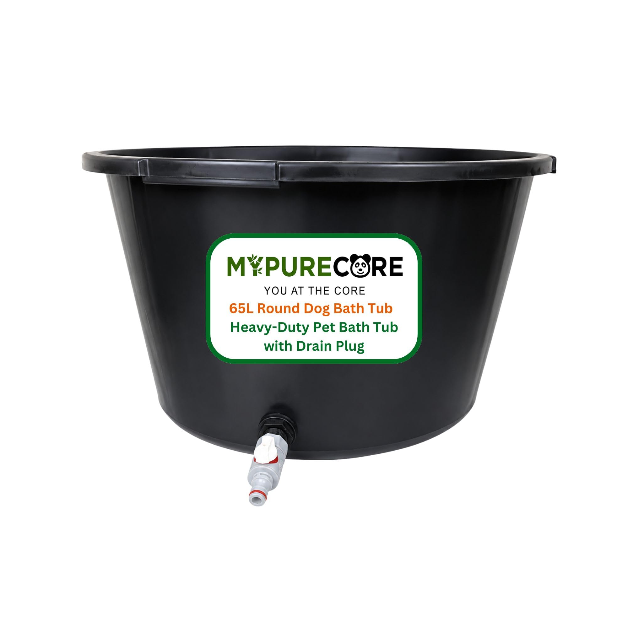 MYPURECORE Round Dog Bath Tub with Drain Plug – Heavy Duty Pet Bath Pool for Small, Medium & Large Dogs, Durable Plastic Dog Washing Tub for Indoor & Outdoor Use (45L / 65L / 90L) (65L)