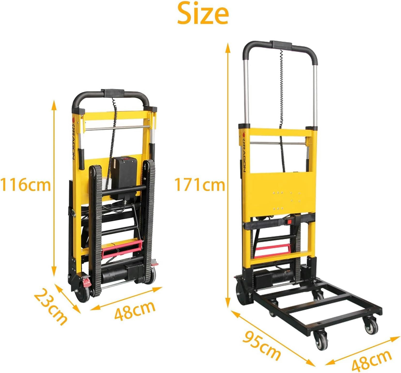 Carrello montascale Elettrico Carrello Elettrico Pieghevole e Carrello 200 kg, Carrello saliscale, sali/scendi Facilmente dalle Scale, Batteria Rimovibile~/