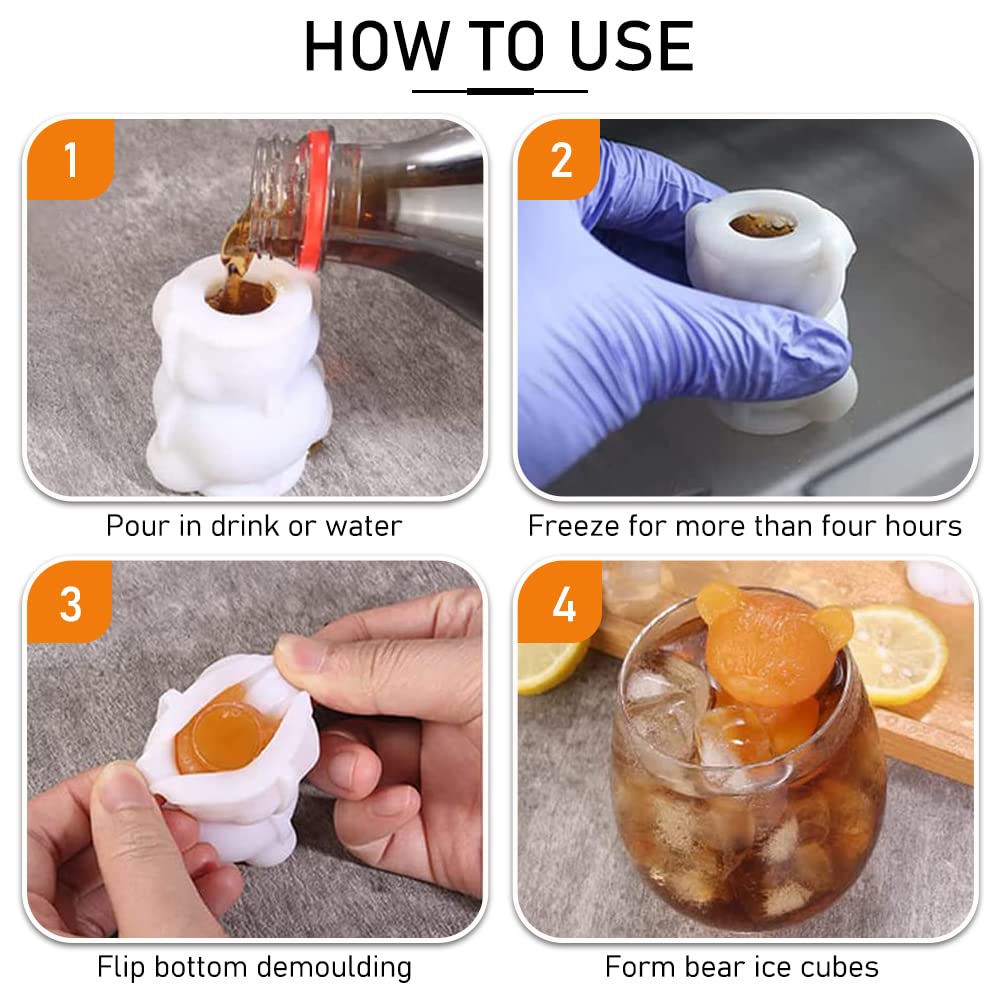 2er-Set 3D-Eisbär Eiswürfelformen Aus Silikon – Für Getränke, Cocktails, Süßigkeiten & Mehr, Wiederverwendbar
