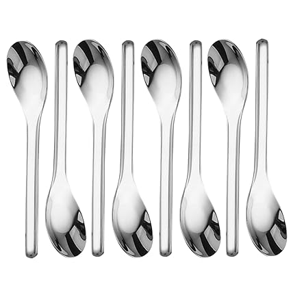 OULIGET Thick Heavy weight Dinner Soup Spoons,Stainless Steel Tablespoons,Chinese Silver Spoon,Heavy Duty Asian Thick Long Handle Spoons,7.1 inches,Set of 8
