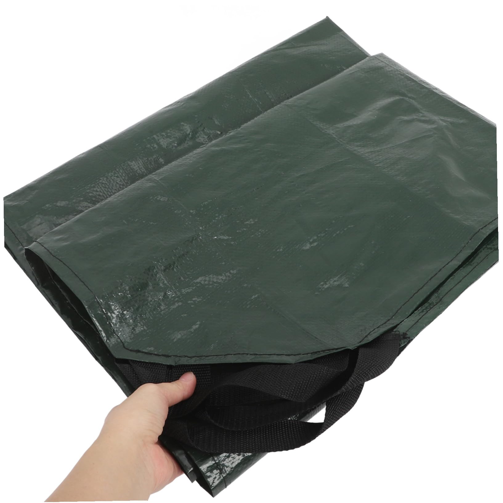 Paquet Grand Format de Ramassage de Feuilles avec Poignées Pliable Pe Vert | Feuilles et Déchets de Jardin, Transport Facile, Usage Cour, Terrasse, Réutilisable, Capacité Élevée