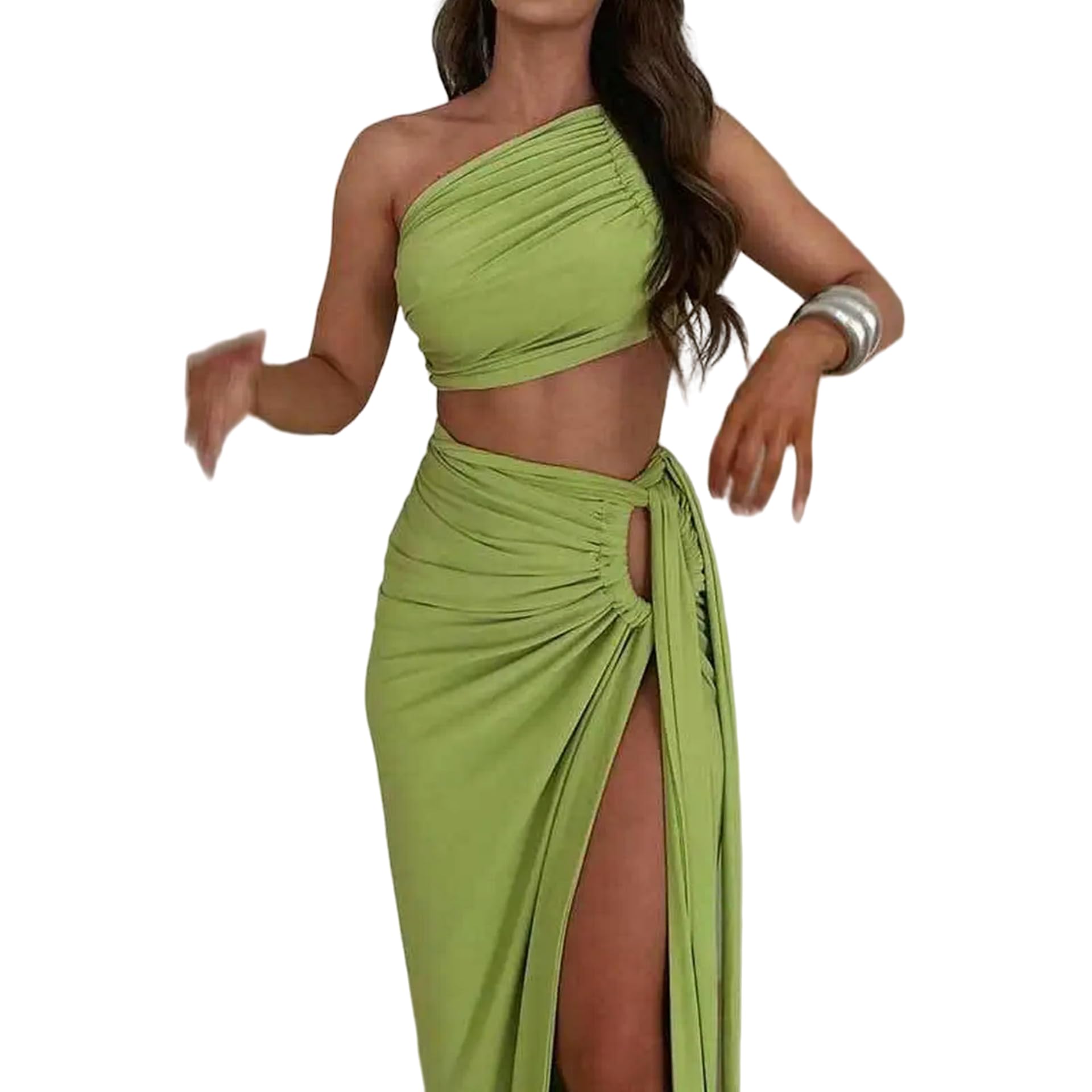 Juketron Vestido Ajustado con Espalda Descubierta para Mujer, Vestido Sexy sin Mangas con Tirantes y Abertura, Top Corto sin Mangas, Traje de Fiesta para Discoteca 2024