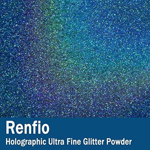 Renfio Holographic Ultra Fine Glitter Powder Metallic Resin Glitter 2.11 Oz (60g) PET Flakes Crafts Sequins 1/128" 0.008" 0.2mm Epoxy Chips Flakes for Tumblers Slime - Image 2