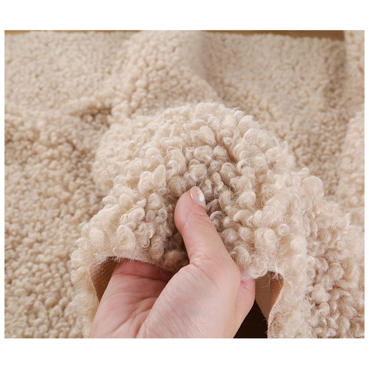 NAKAN Sherpa Fleece Faux Fur Fabric 160x50cm Wide High Density Soft Faux Sheepskin Fabric for Sewing, Toys, Cushions, Costume, DIY Crafts(Color:oak)
