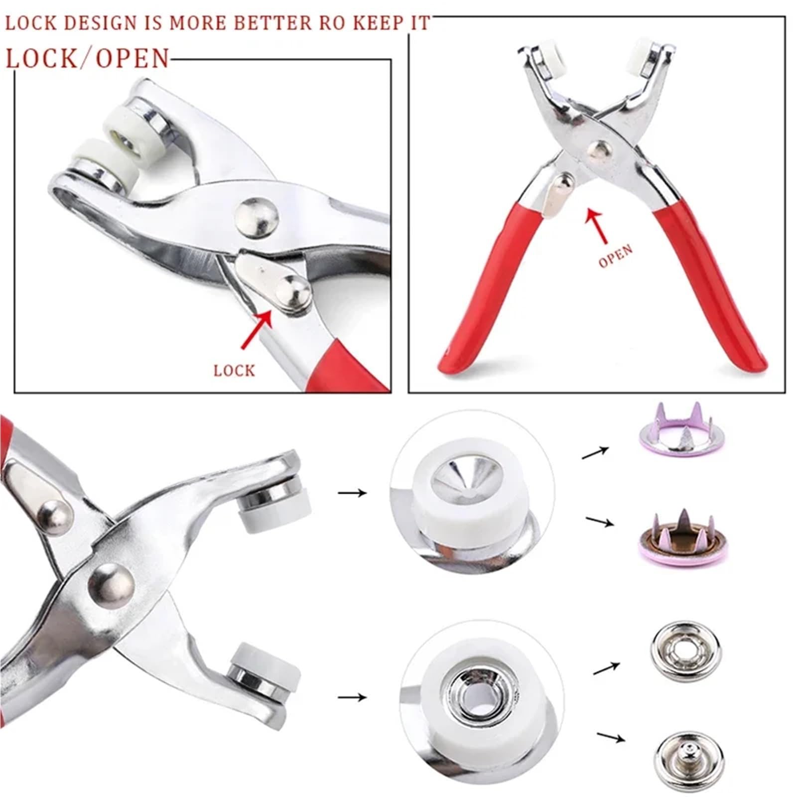 Lot de 100/200 boutons pression en métal avec pince de fixation pour couture de vêtements 10 couleurs (800 pièces - 200 ensembles)