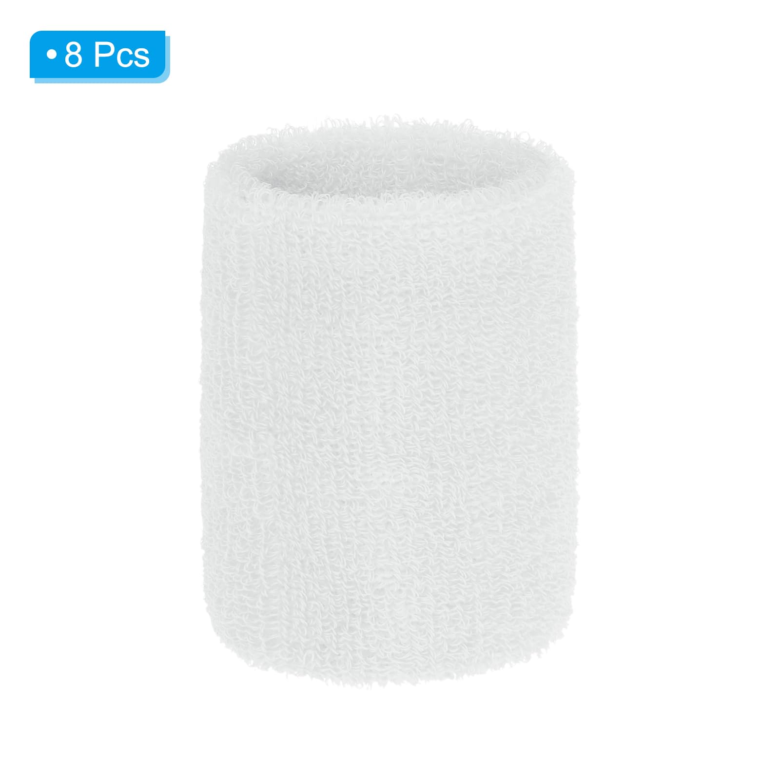 PATIKIL Wrist Sweatbands, 8Pack Sports Wristbands Sweatbands Wrist for Tennis Badminton Basketball Football White - Image 3