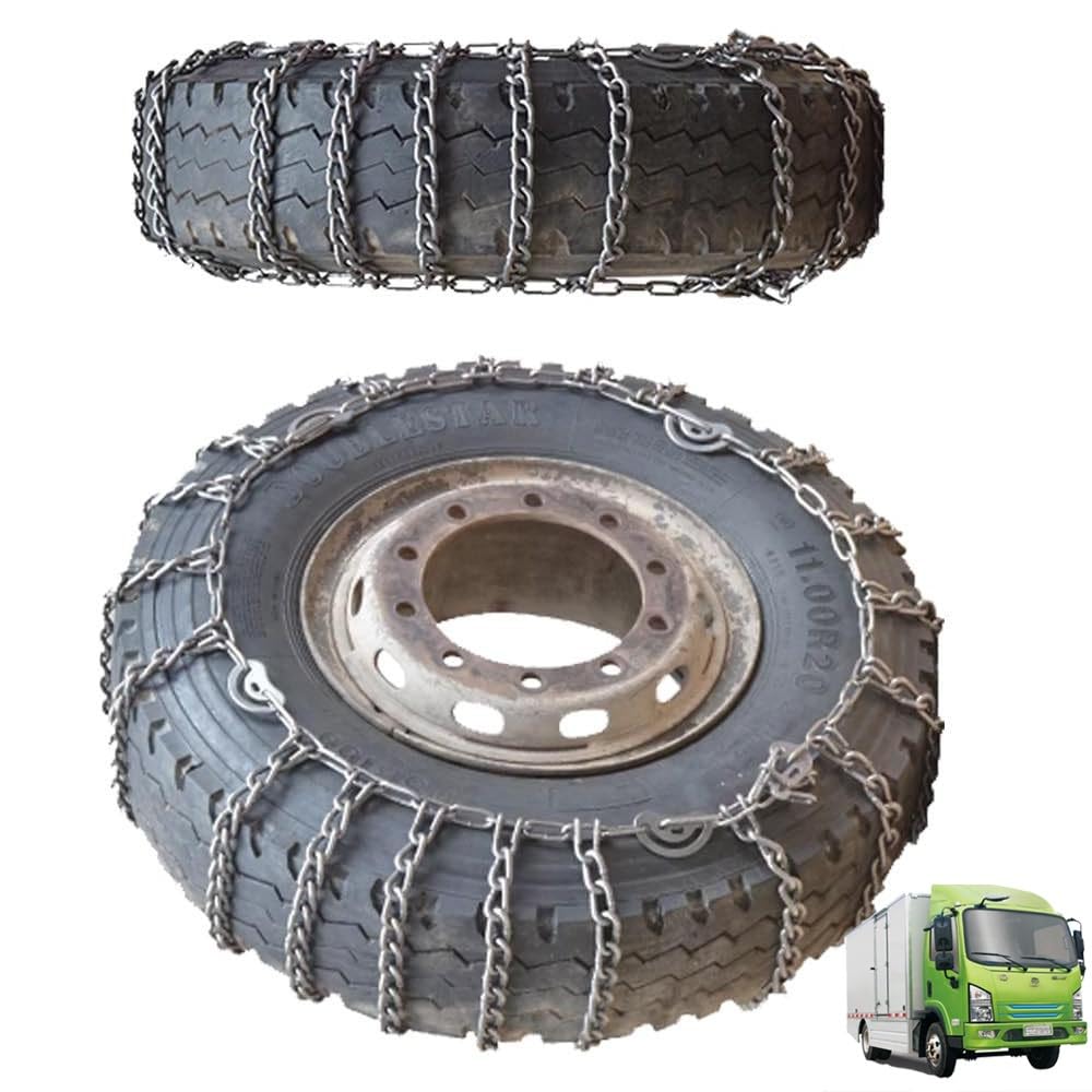9mm Set of 2 Snow Tire Chains for Car SUV Pickup Trucks Van Trucks ATV Semi Trucks Light Truck Heavy Goods Vehicles 12.00-20 9mm 11.00-20