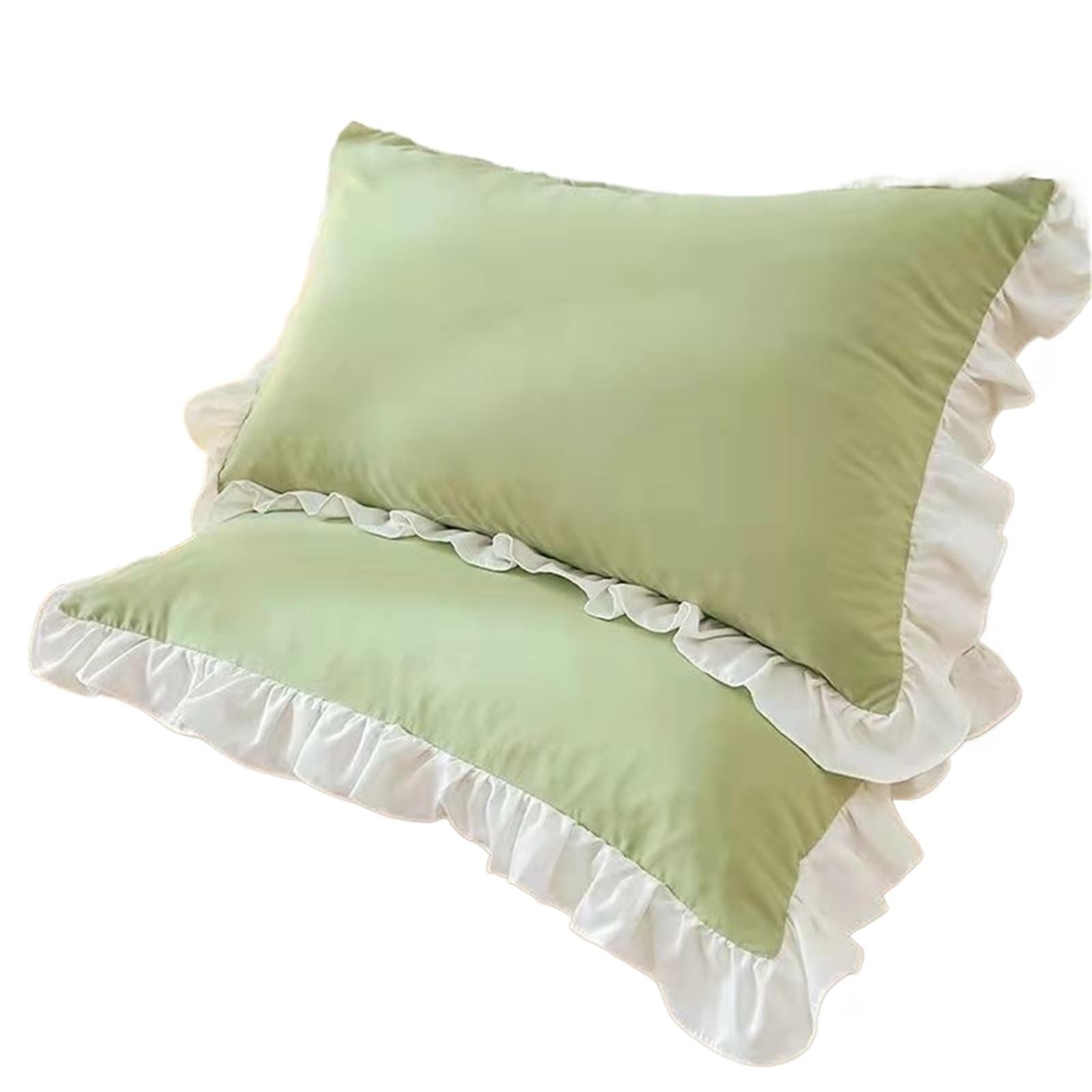 EVAWOIFN Pillow Cases Princess Pillowcases With Ruffles Multiple Sizes Pillow Cover Comfortable Case For Adults(Light Green,2Pcs 30x50cm)