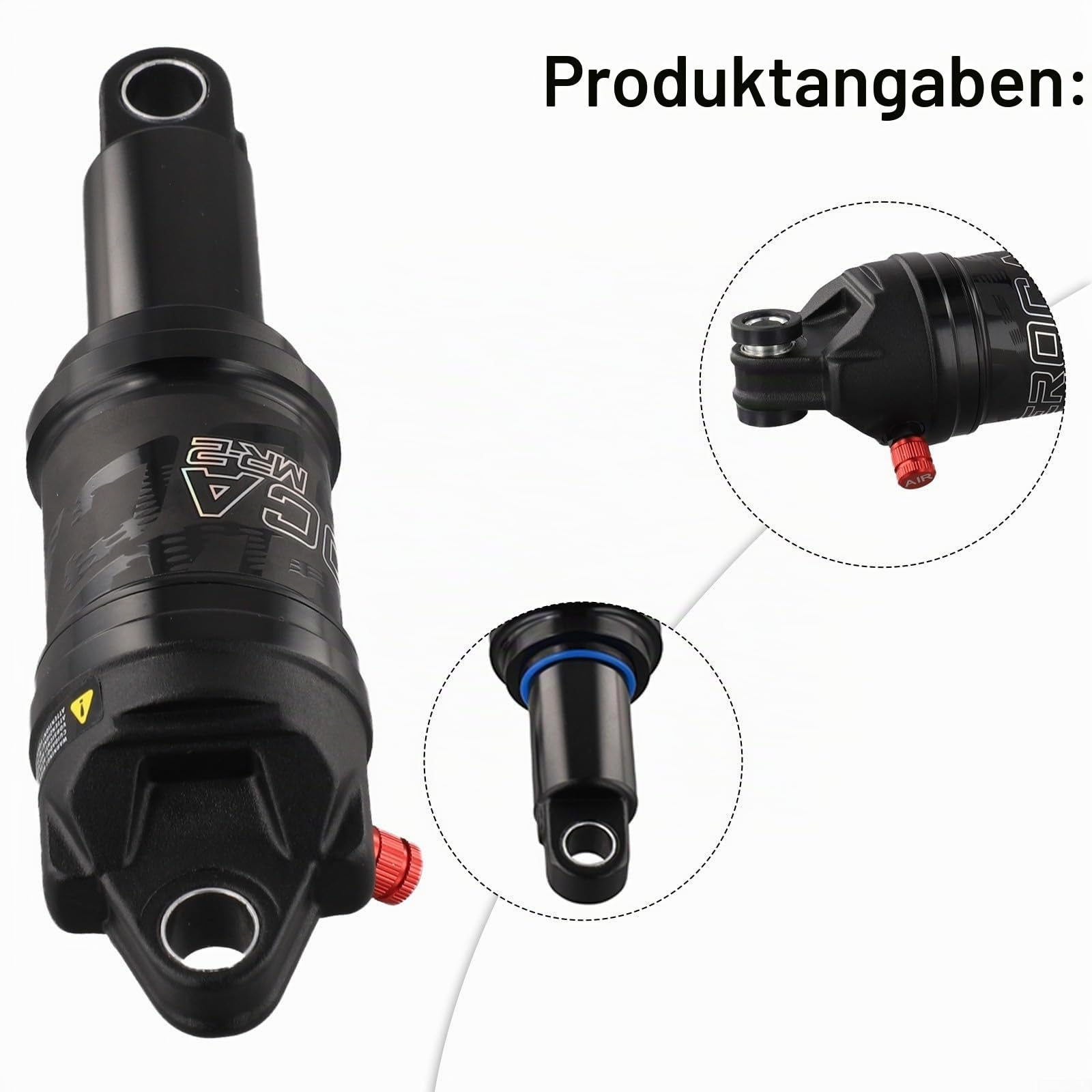 Fahrrad-Luft-Stoßdämpfer für hinten, Rückprallsperre, 125/150/165/190 mm, verstellbarer Luftdruck, Aluminiumlegierung, für Mountainbike, Radfahren, Fahrradkomponenten, Teile schwarz (165 mm x 35 mm)