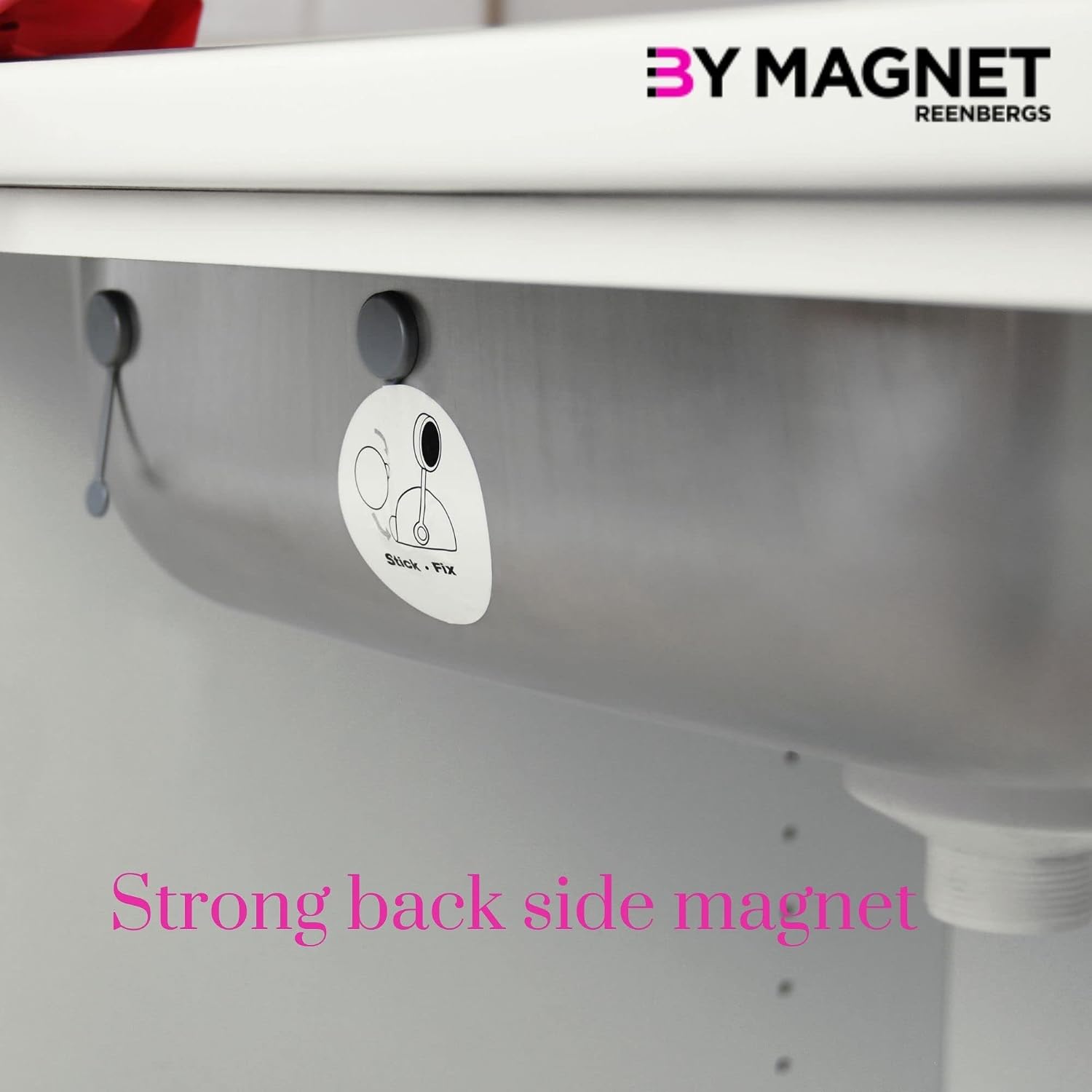 Magnetic Dish Cloth Rail Inside Sink Danish Design Made in Denmark (Strong Magnets for Corian/Granite Sink, Stainless Steel)