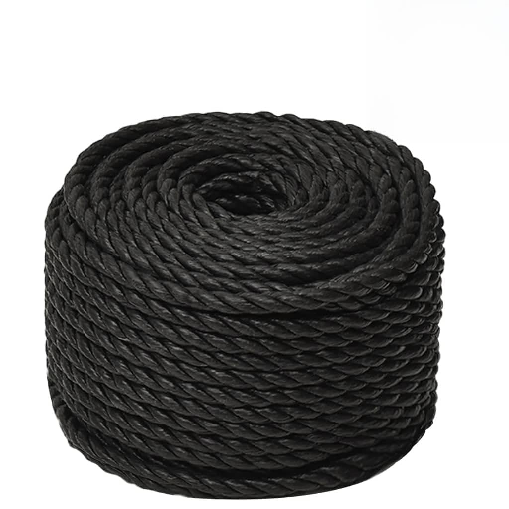 Arbeitsseil Schwarz 16 mm 100 m Polypropylen Seil für Garten Werkstatt und Boot Belastbarkeit 1380 kg Gedrehtes Allzweckseil Kunstfaserseil Bootsseil Seilrolle PP-Seil